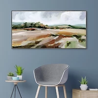 Taupe Toned Landscape Framed Canvas Art Print