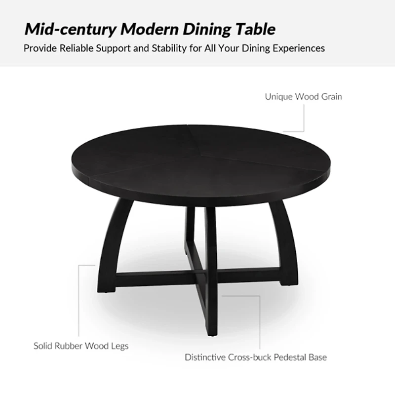 Mid-Century Modern Black Dining Table