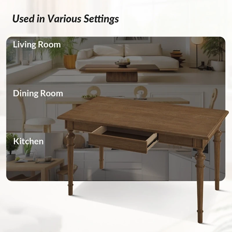 Traditional Farmhouse Walnut Dining Table