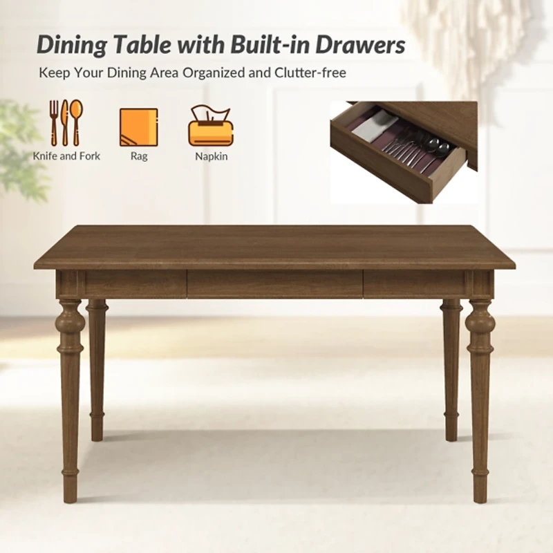Traditional Farmhouse Walnut Dining Table