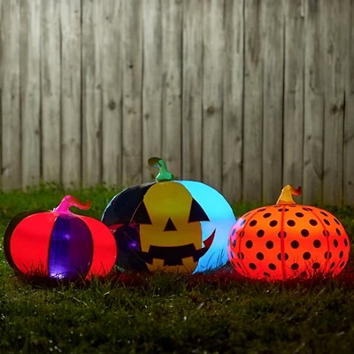 Orange LED Inflatable Halloween Pumpkins, Set of 3