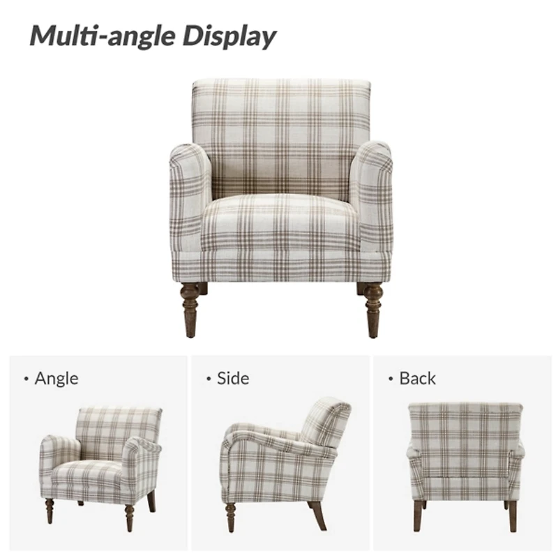 Tan Plaid Accent Chair