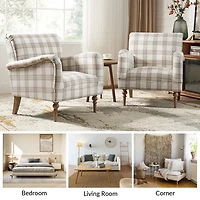 Tan Plaid Accent Chair