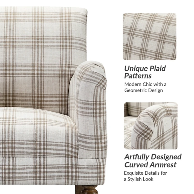 Tan Plaid Accent Chair