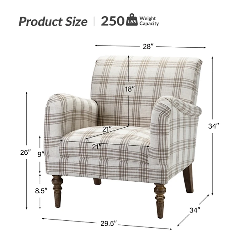 Tan Plaid Accent Chair