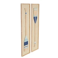 Natural Wooden Paddle Wall Plaques, Set of 2