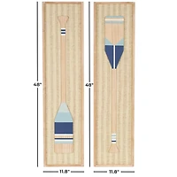 Natural Wooden Paddle Wall Plaques, Set of 2