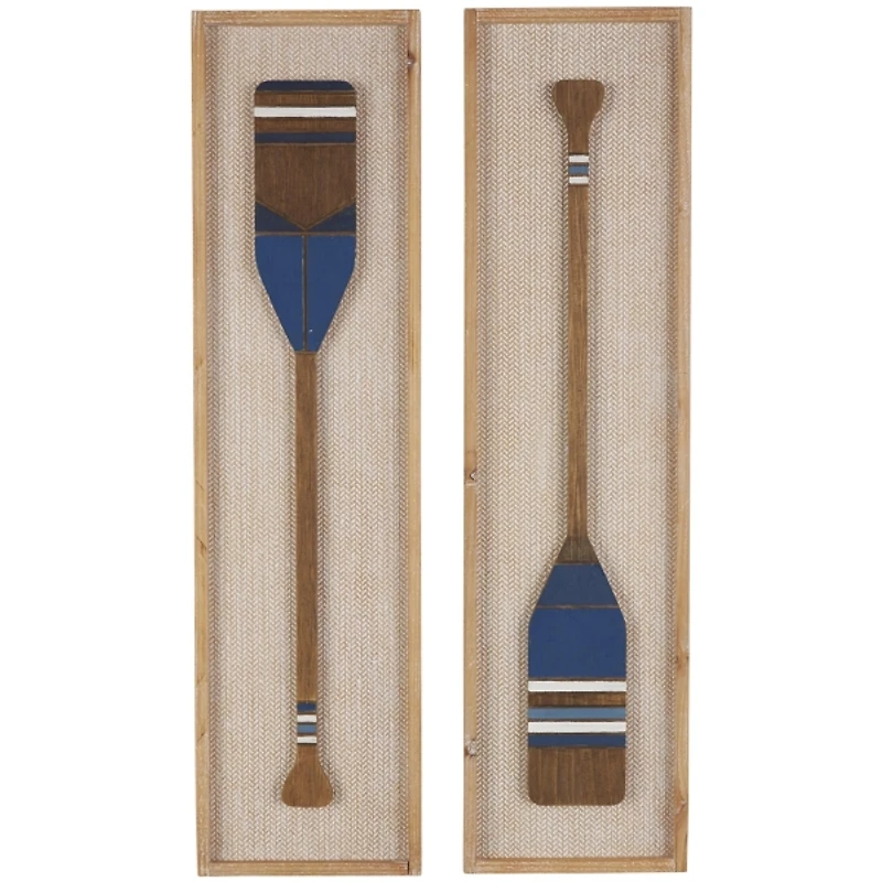 Brown Wooden Paddle Wall Plaques, Set of 2