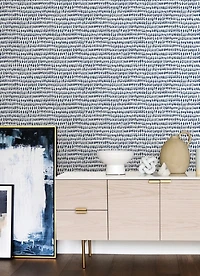 Navy Brushstroke Pattern Peel and Stick Wallpaper