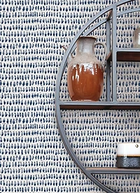 Navy Brushstroke Pattern Peel and Stick Wallpaper