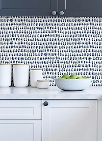 Navy Brushstroke Pattern Peel and Stick Wallpaper