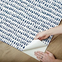 Navy Brushstroke Pattern Peel and Stick Wallpaper