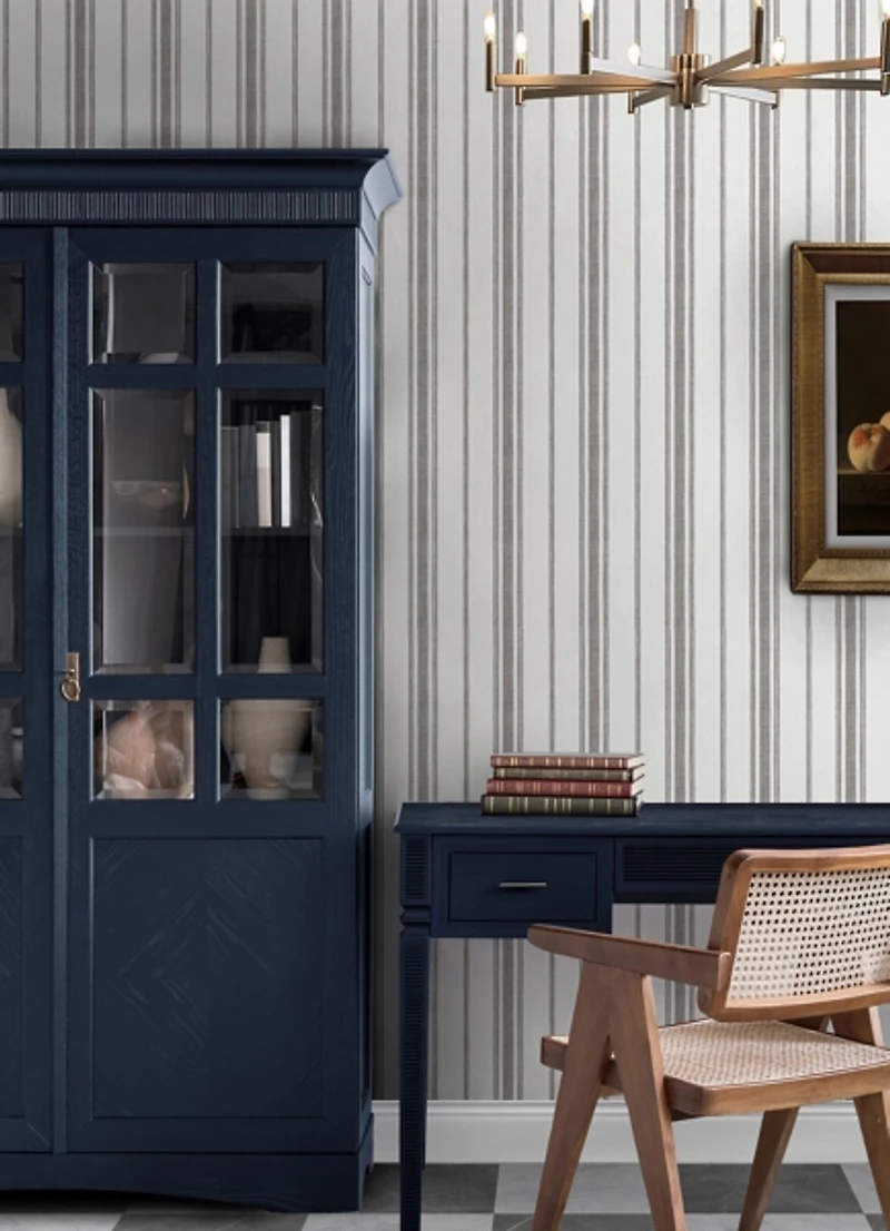 Blue and White Striped Peel and Stick Wallpaper