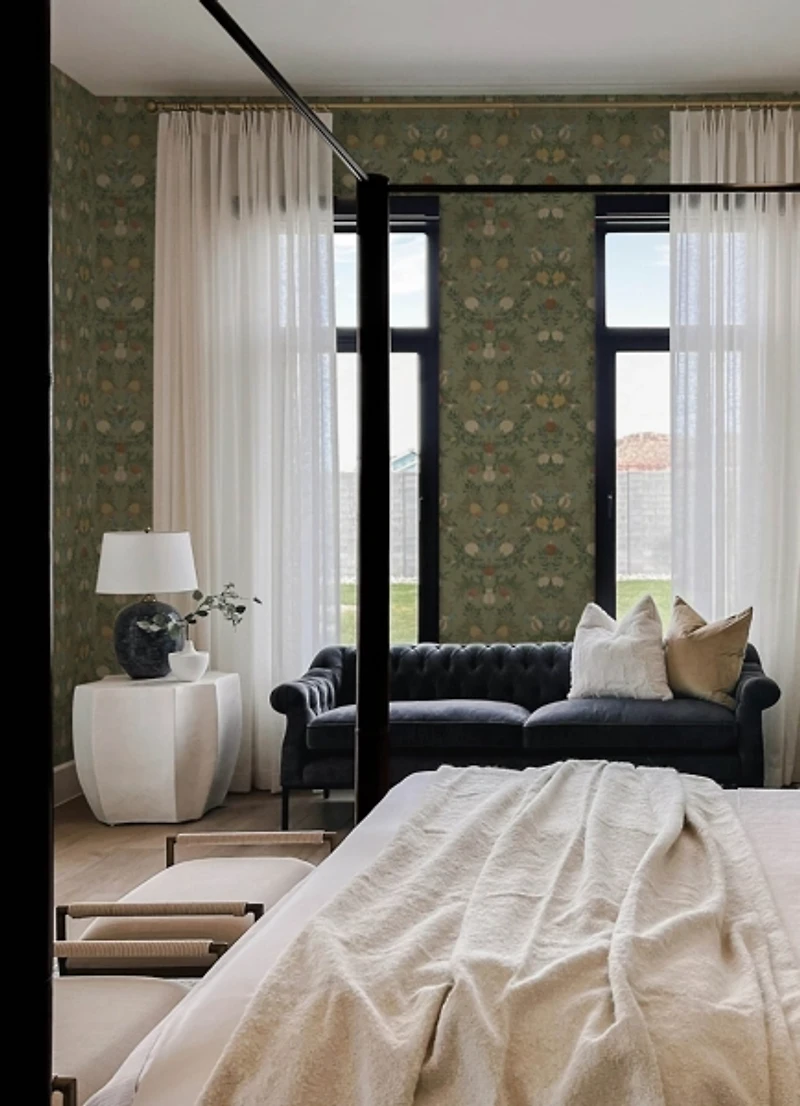 Moss Green Botanical Peel and Stick Wallpaper