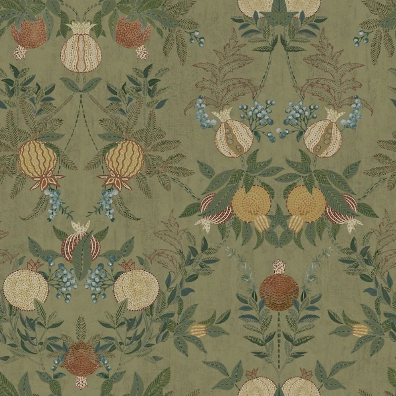 Moss Green Botanical Peel and Stick Wallpaper