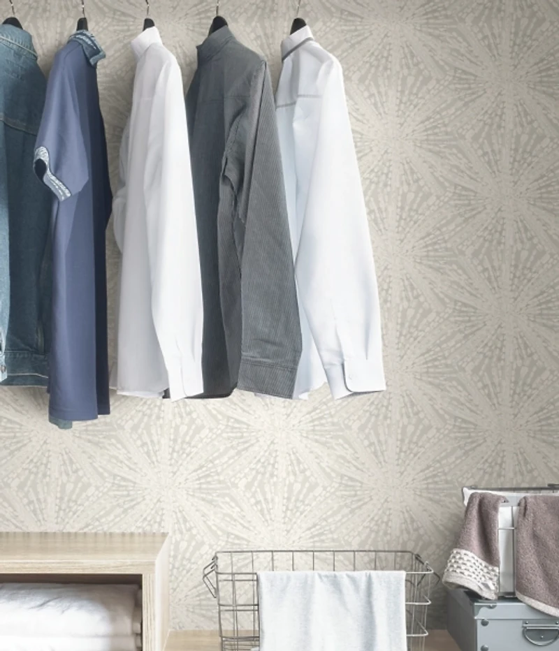 Silver Sunburst Peel and Stick Wallpaper