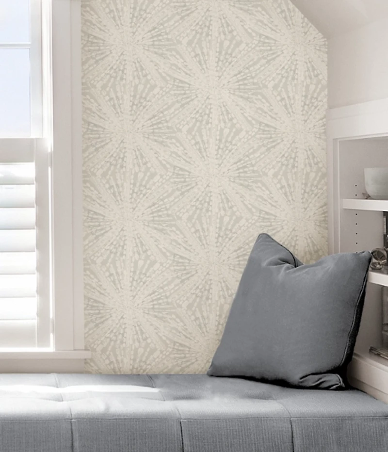 Silver Sunburst Peel and Stick Wallpaper
