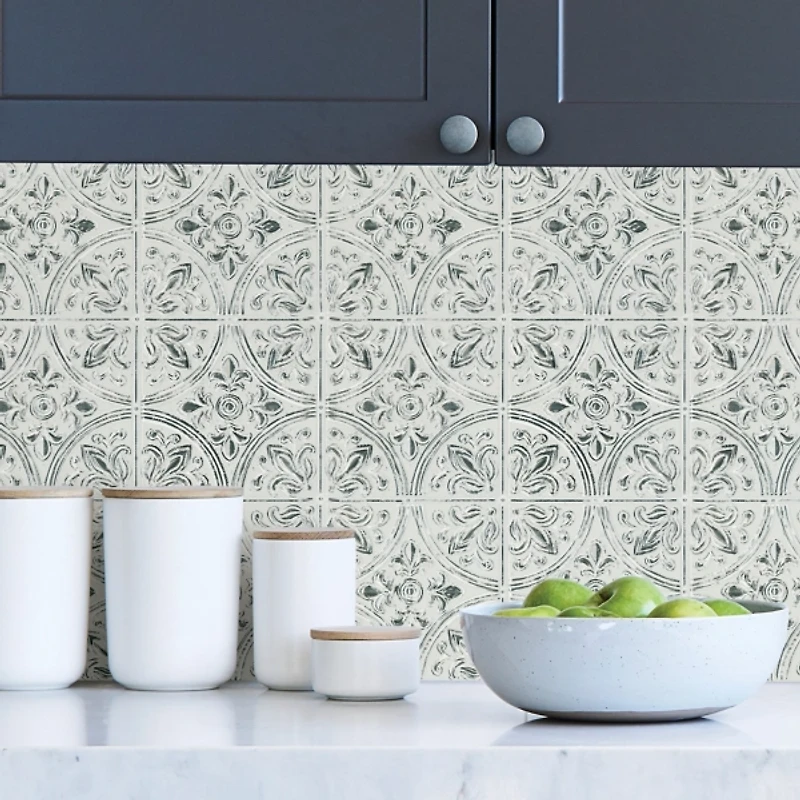 Antique White Tile Peel and Stick Wallpaper