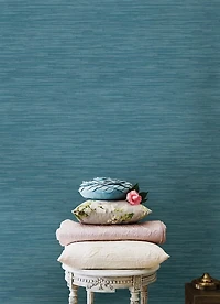 Steel Blue Grassweave Peel and Stick Wallpaper