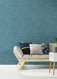 Steel Blue Grassweave Peel and Stick Wallpaper