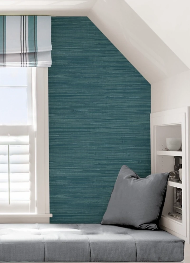 Steel Blue Grassweave Peel and Stick Wallpaper