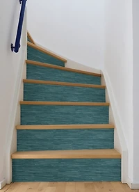 Steel Blue Grassweave Peel and Stick Wallpaper