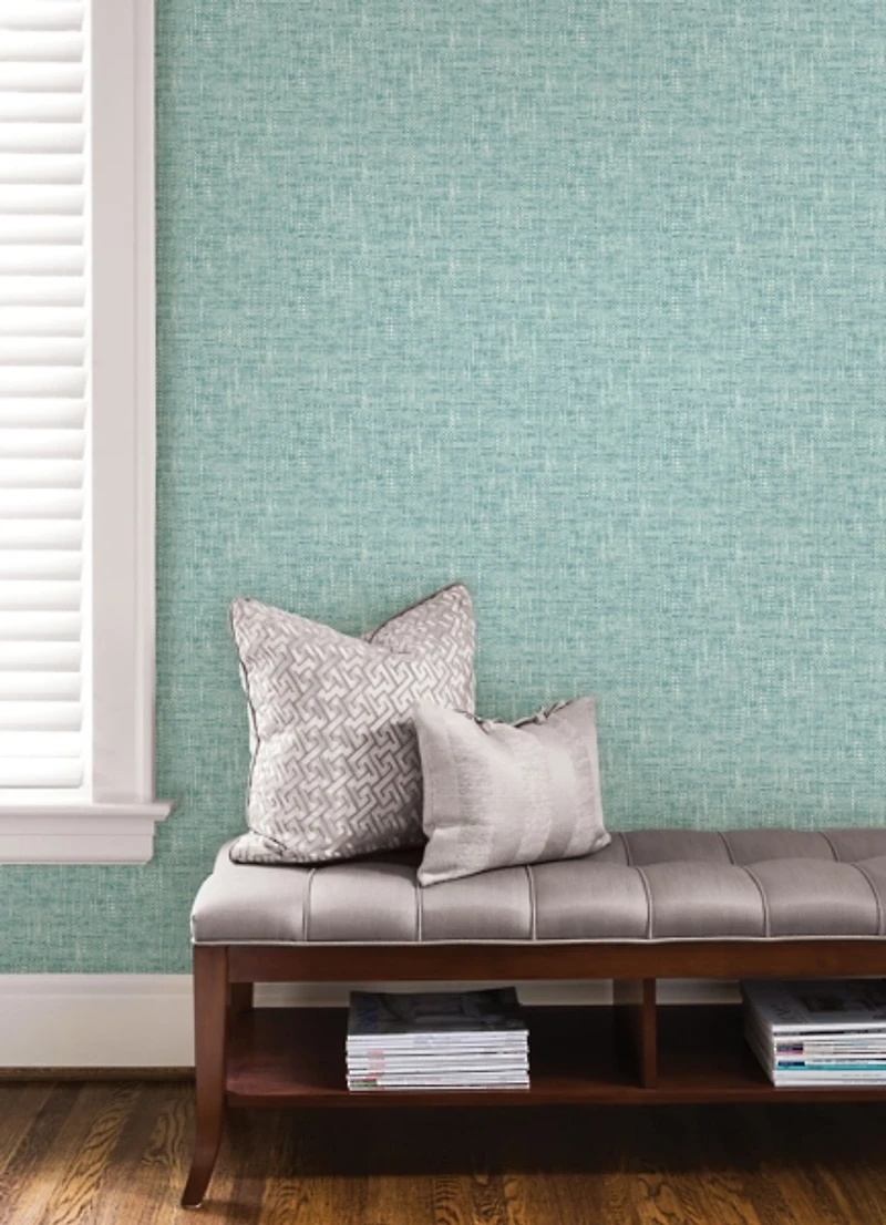 Aqua Textured Poplin Peel and Stick Wallpaper