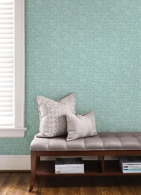 Aqua Textured Poplin Peel and Stick Wallpaper