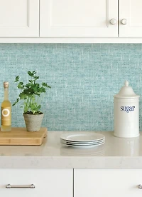 Aqua Textured Poplin Peel and Stick Wallpaper