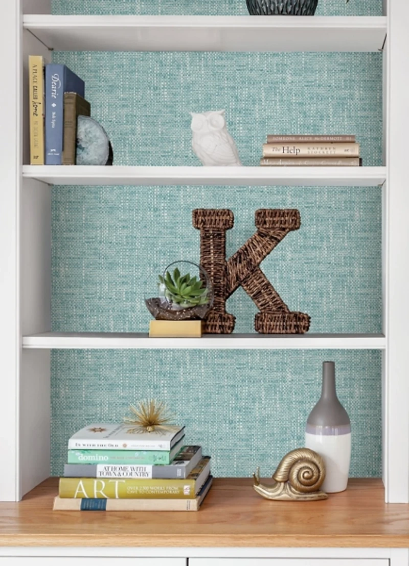Aqua Textured Poplin Peel and Stick Wallpaper