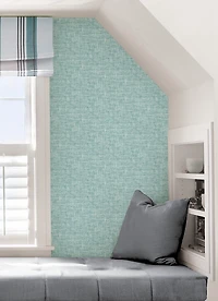 Aqua Textured Poplin Peel and Stick Wallpaper
