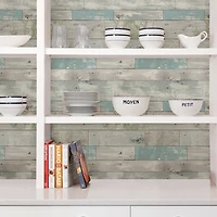 Aqua Beachwood Peel and Stick Wallpaper