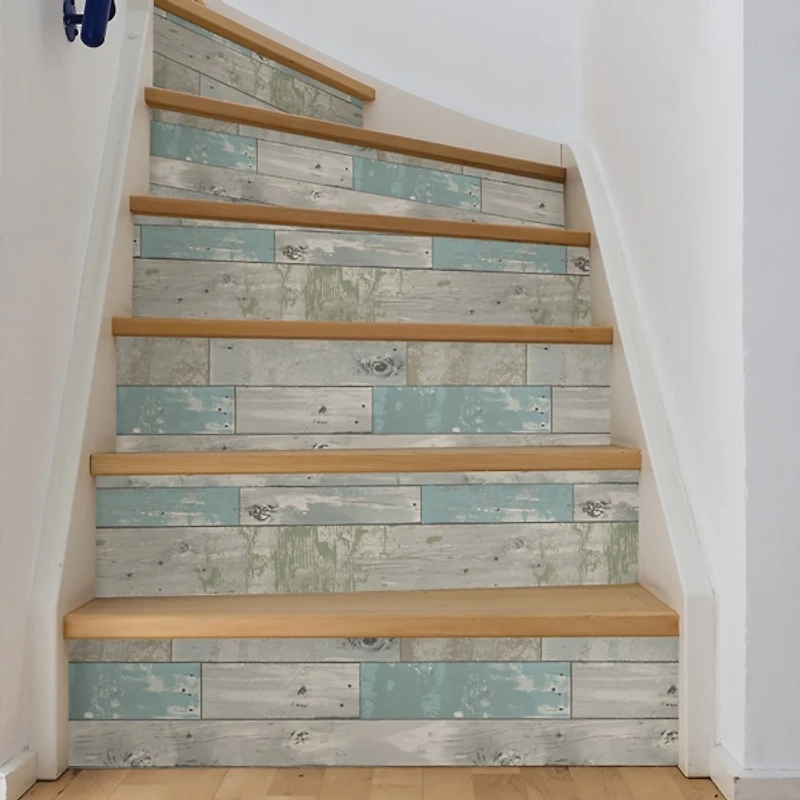 Aqua Beachwood Peel and Stick Wallpaper