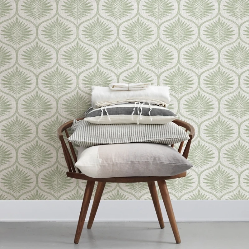 Green Primitive Leaves Peel & Stick Wallpaper