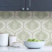 Green Primitive Leaves Peel & Stick Wallpaper