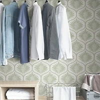 Green Primitive Leaves Peel & Stick Wallpaper