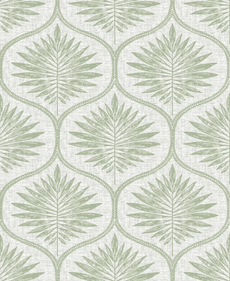 Green Primitive Leaves Peel & Stick Wallpaper
