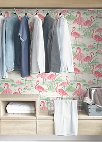 Pink Flamingo Beach Peel & Stick Wallpaper