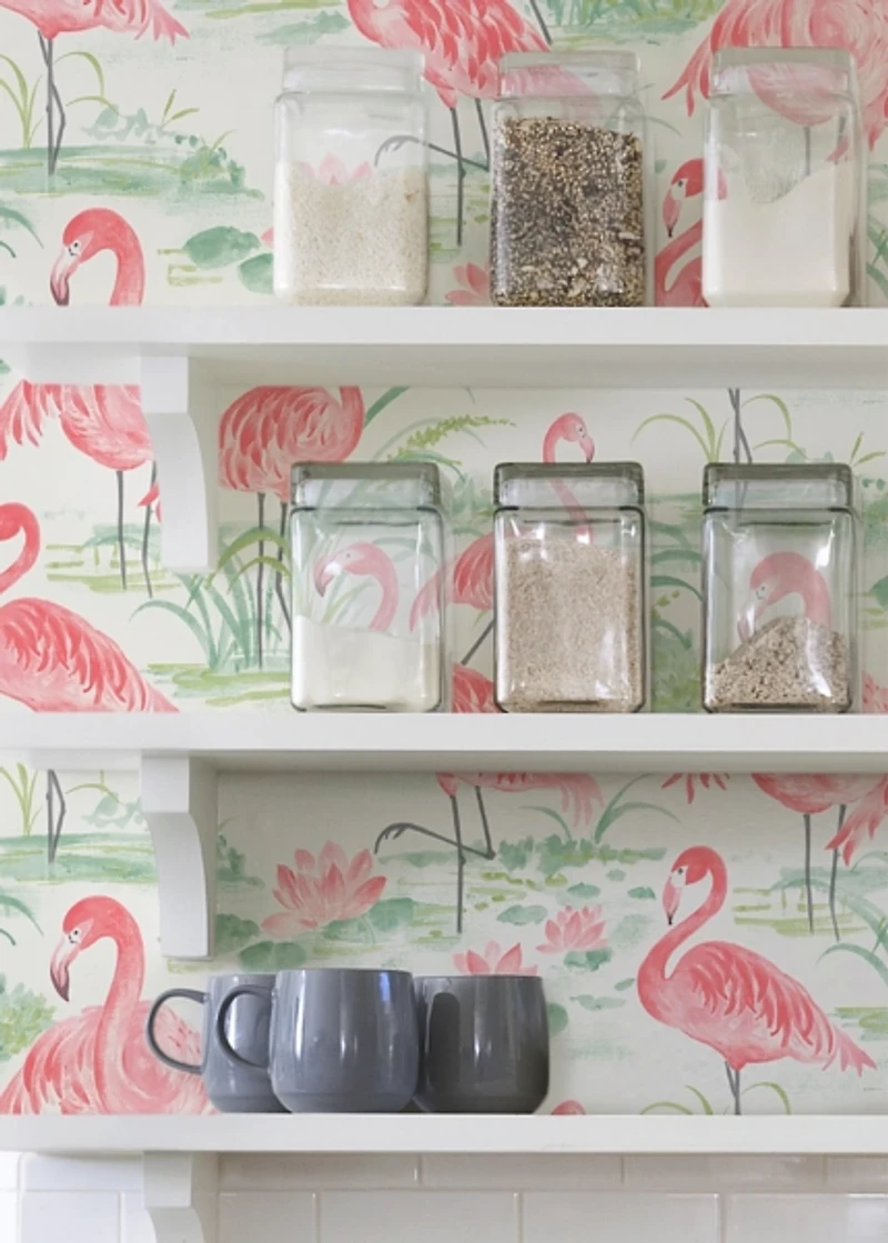 Pink Flamingo Beach Peel & Stick Wallpaper