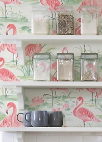 Pink Flamingo Beach Peel & Stick Wallpaper