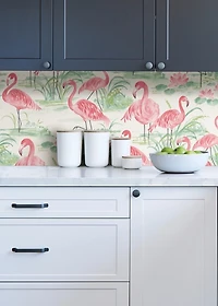 Pink Flamingo Beach Peel & Stick Wallpaper