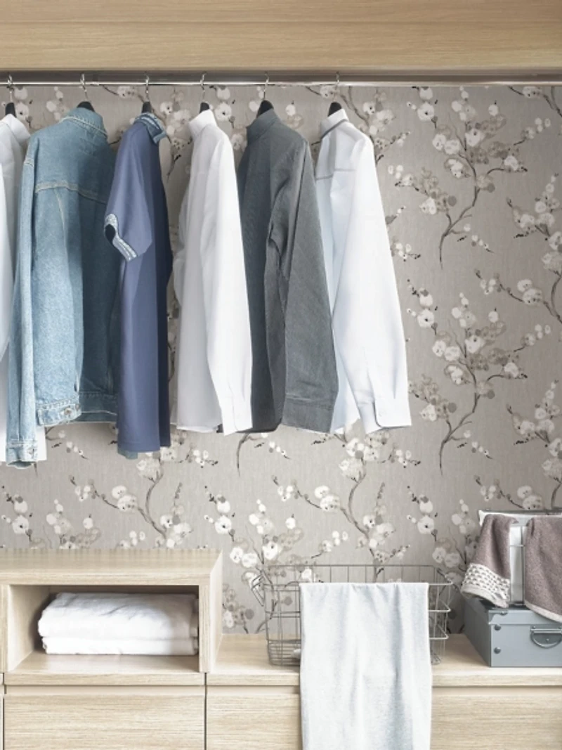 Gray Blossoms Peel & Stick Wallpaper