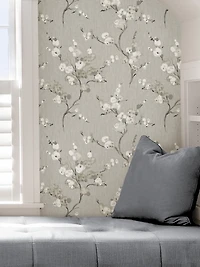 Gray Blossoms Peel & Stick Wallpaper