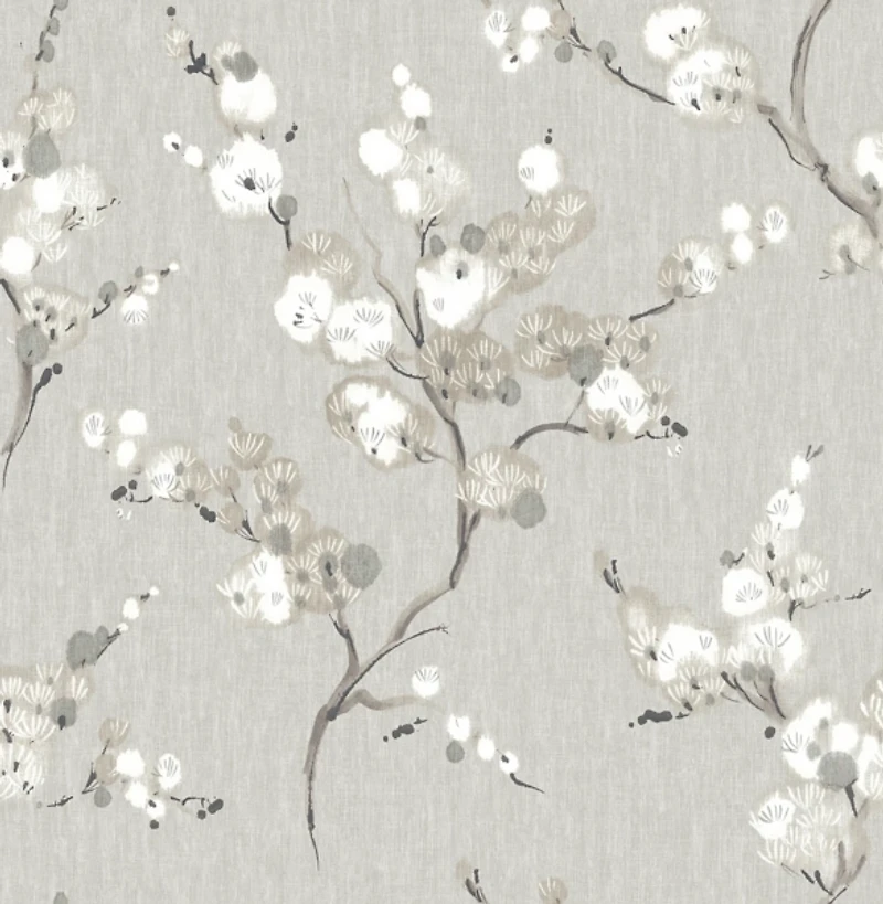 Gray Blossoms Peel & Stick Wallpaper