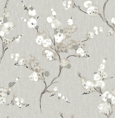 Gray Blossoms Peel & Stick Wallpaper