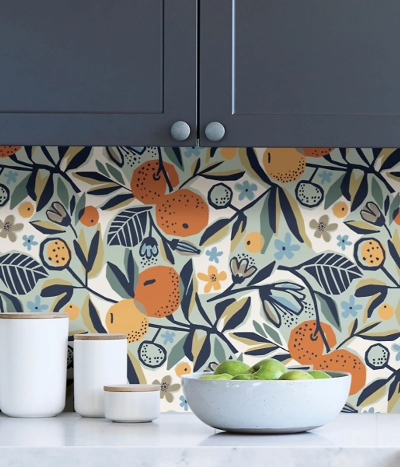 Navy Clementine Peel & Stick Wallpaper