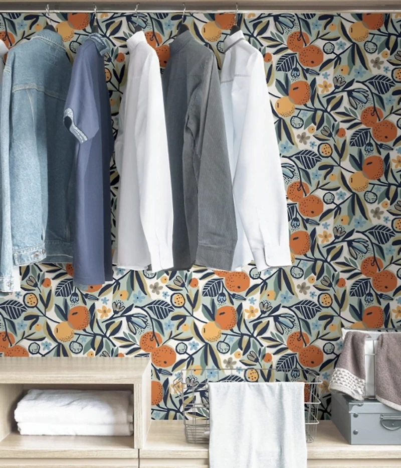 Navy Clementine Peel & Stick Wallpaper