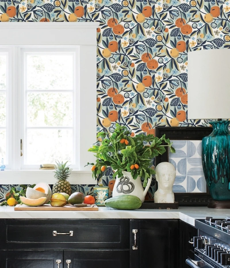 Navy Clementine Peel & Stick Wallpaper