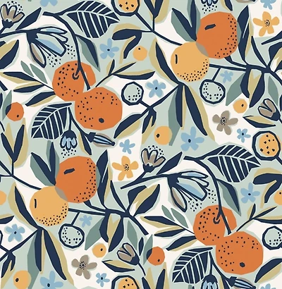 Navy Clementine Peel & Stick Wallpaper