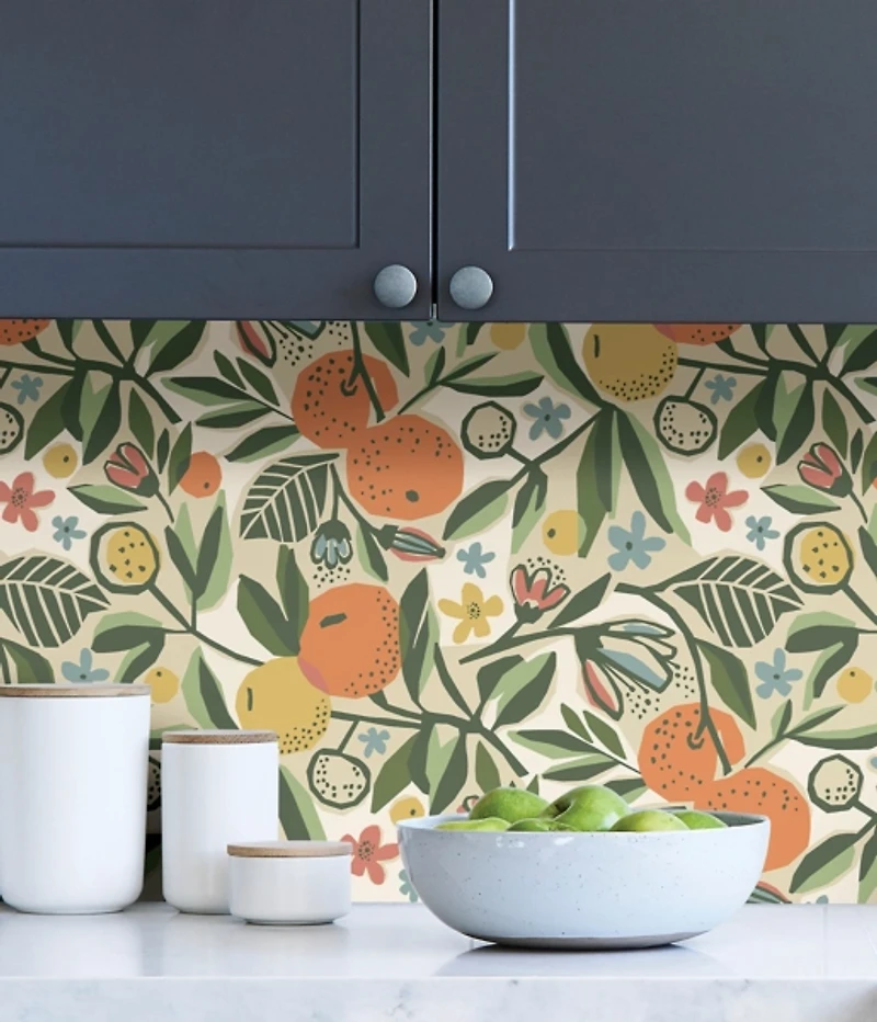 Green Clementine Peel & Stick Wallpaper